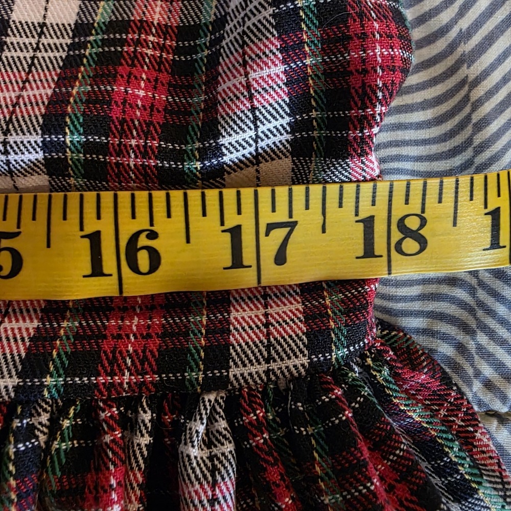 Vtg Kelly's Kids Plaid Jumper Dress Adult Medium Red Tartan 90s Pinafore Cottage - Picture 7 of 8